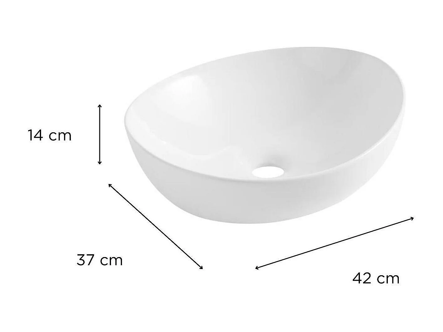 ANNA ovale keramische opzetwastafel 42x37cm