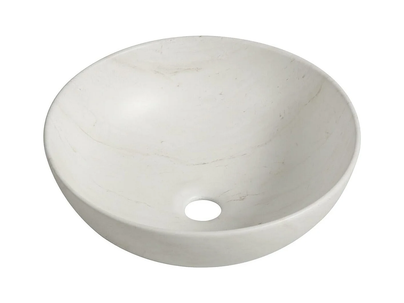 ROMA 39,5 cm rundes Aufsatzwaschbecken aus Keramik mit beigem Marmoreffekt