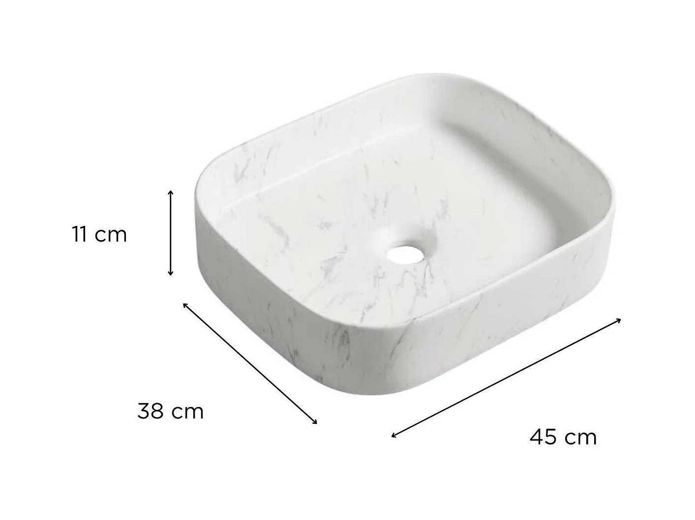Vasque à poser rectangle en céramique 45x38cm