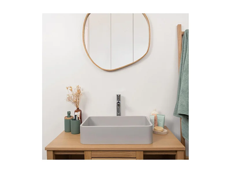 Lavabo sobre encimera rectangular ALAN en hormigón gris 50x32,5cm