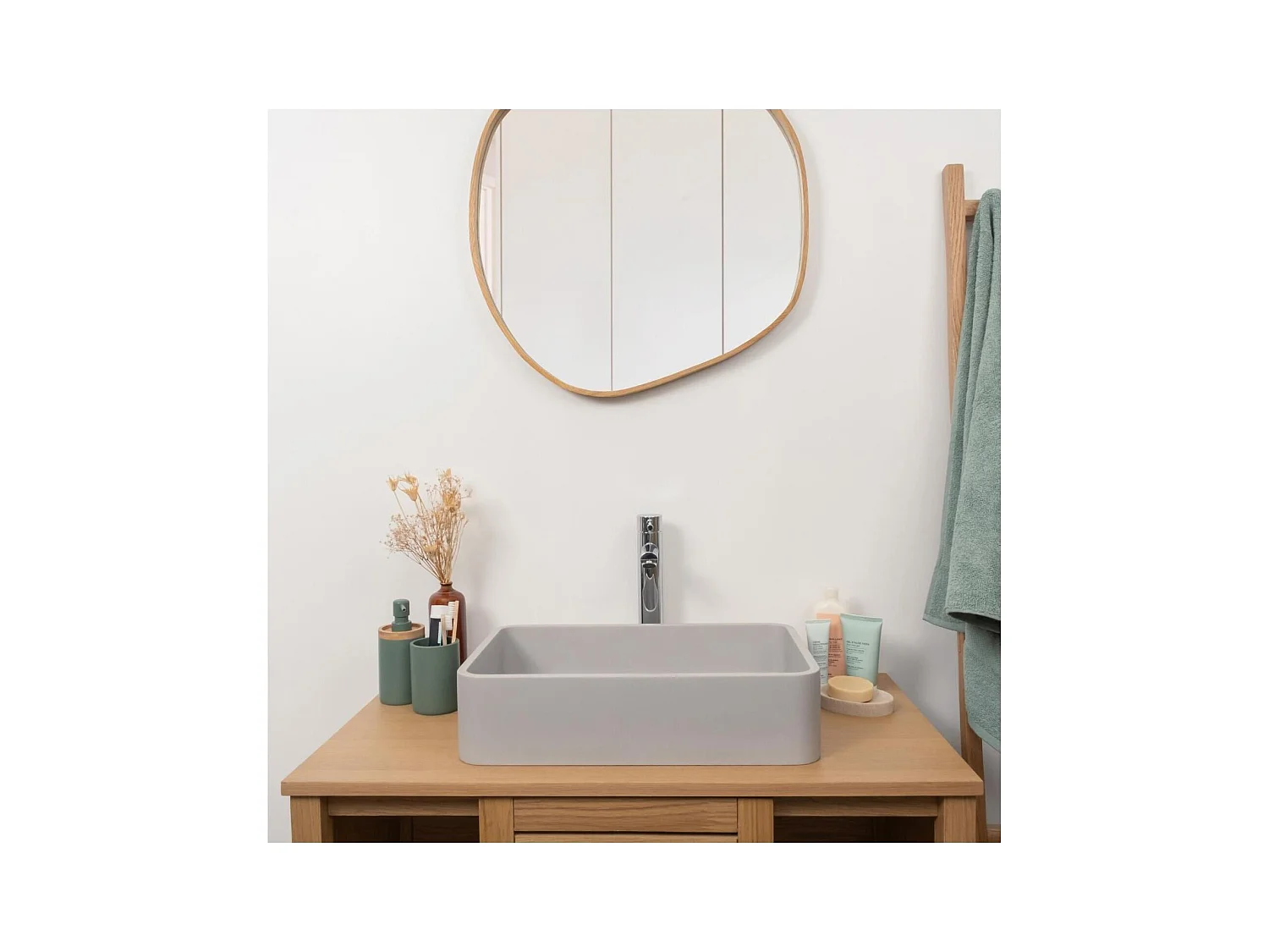 Vasque à poser rectangle en béton gris 50x32,5cm