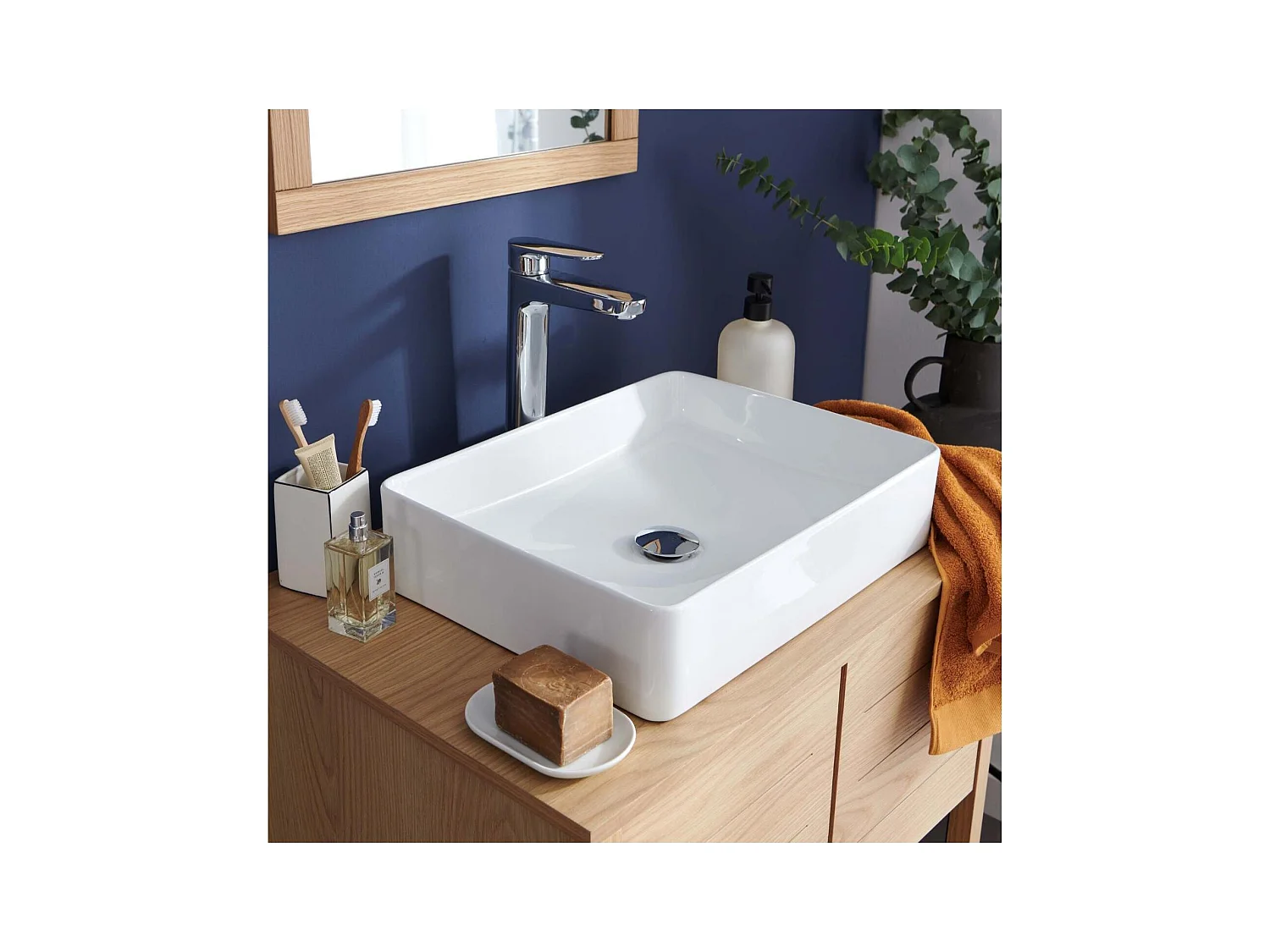 Vasque à poser rectangle en céramique 47x36cm