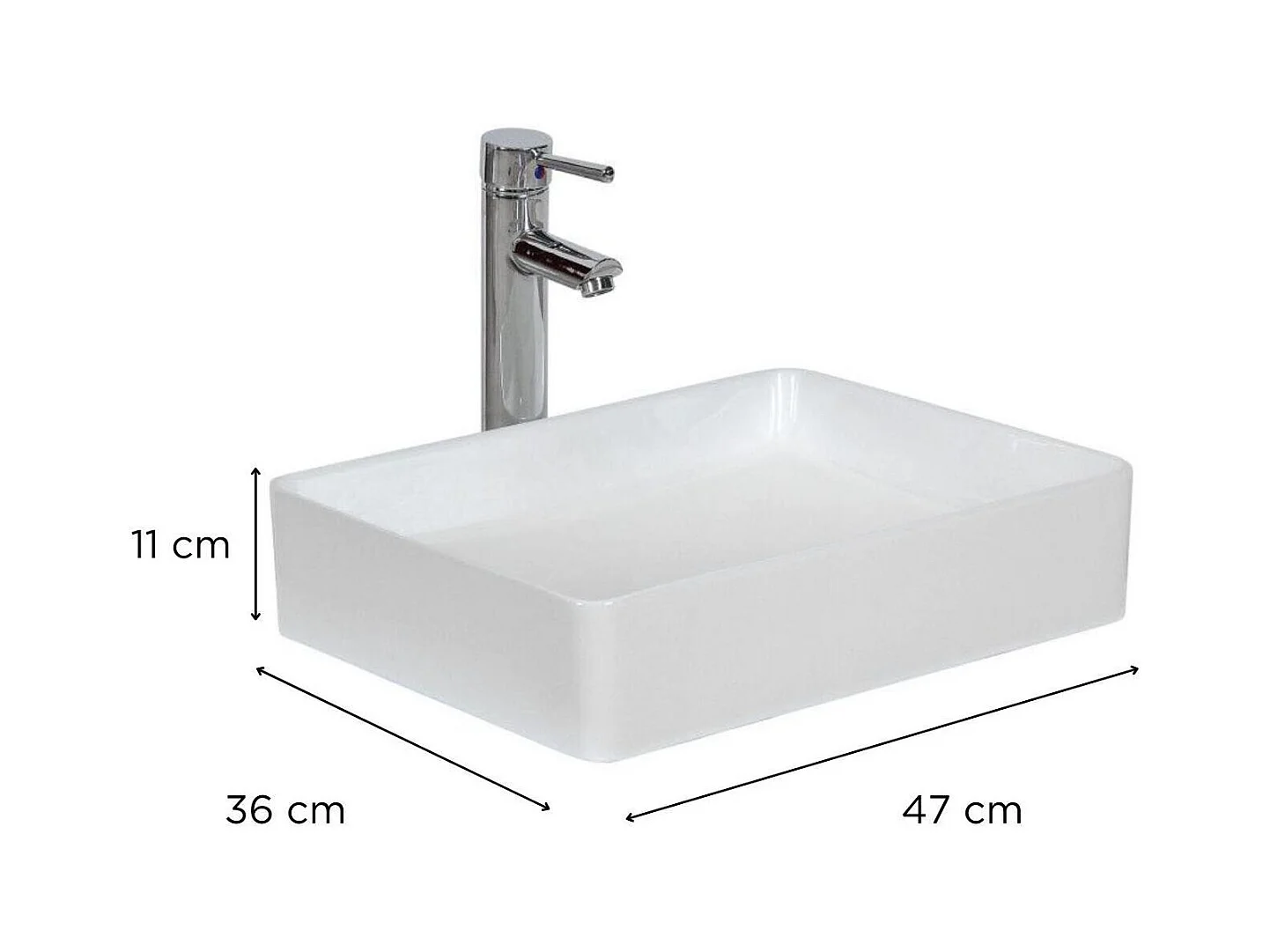 Vasque à poser rectangle en céramique 47x36cm