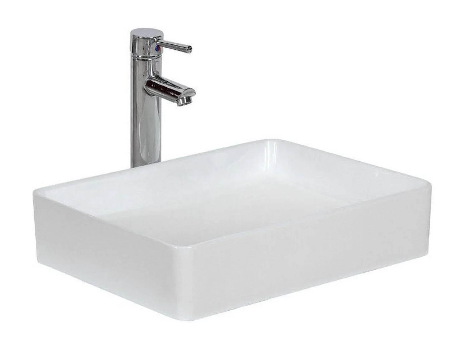 ROMY rechthoekige witte keramische opzetwastafel 47x36cm