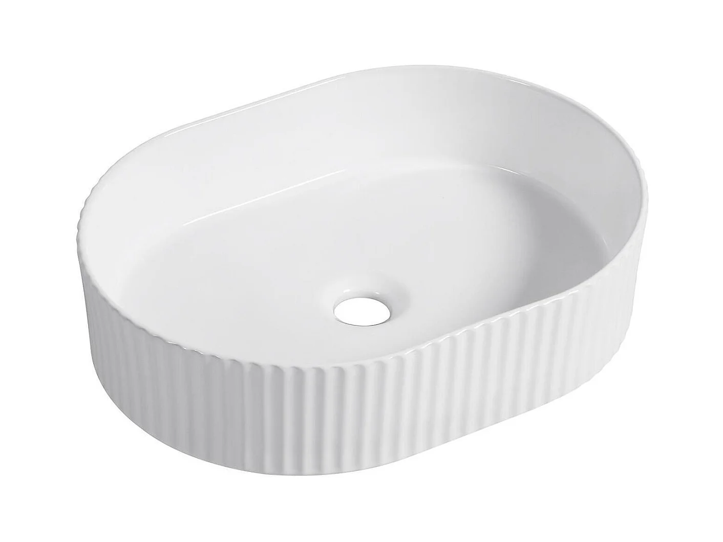 ENA 49x36,5cm ovales Aufsatzwaschbecken aus weißer strukturierter Keramik