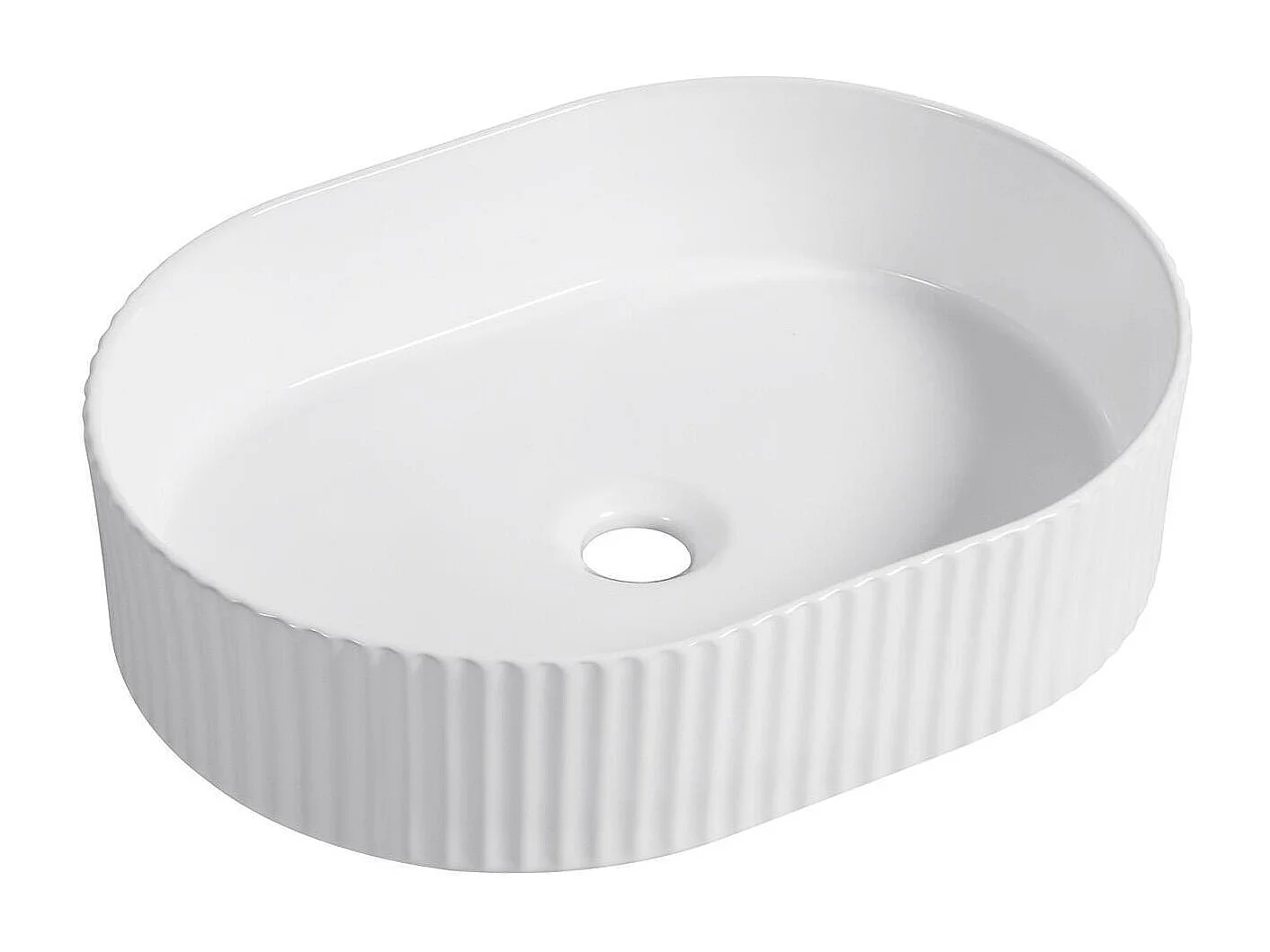 ENA 49x36,5cm ovales Aufsatzwaschbecken aus weißer strukturierter Keramik