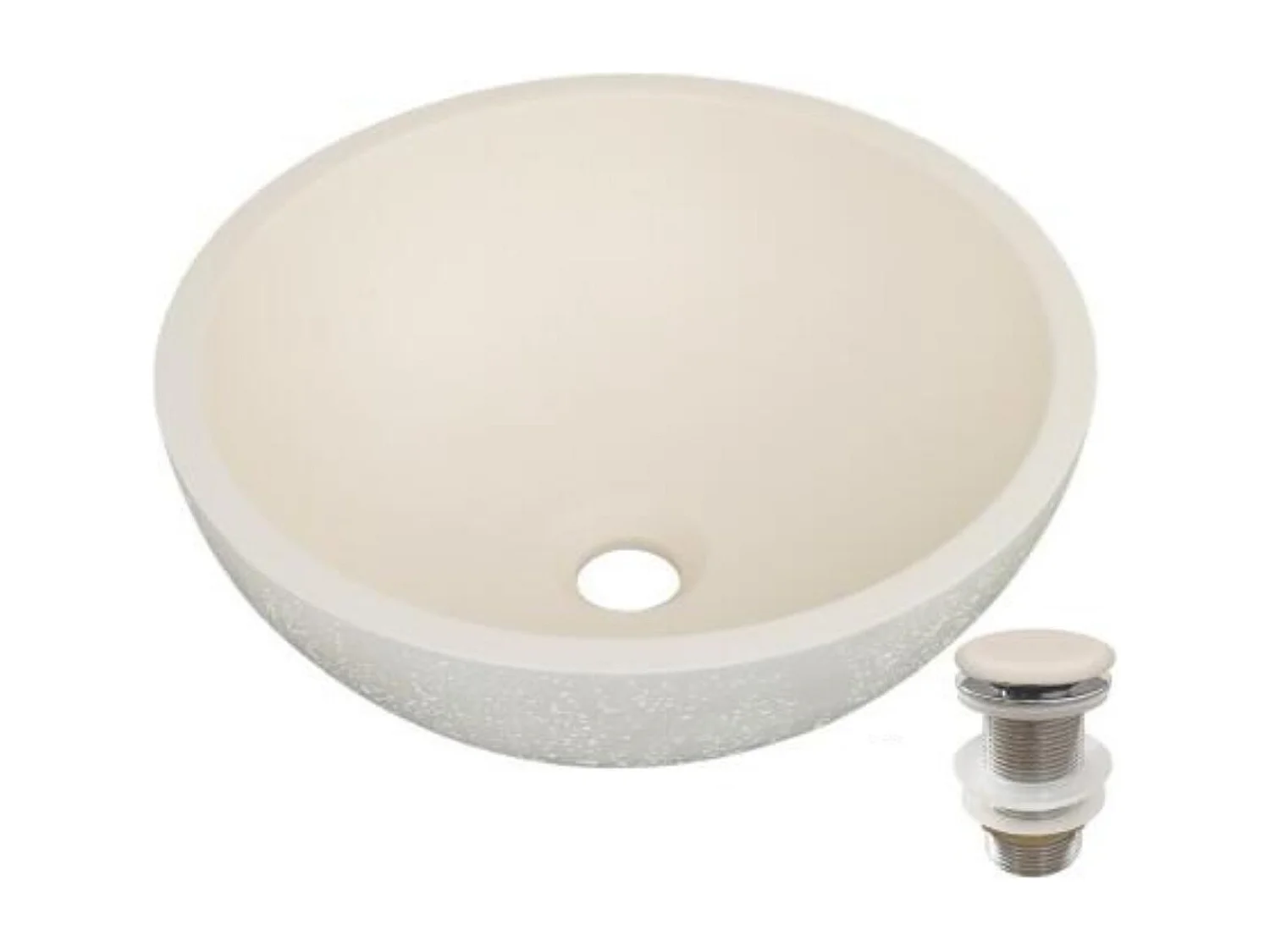 Lavabo da appoggio, vasca in cemento travertino, 36,2x36,2cm, scarico FLORE + JAMES