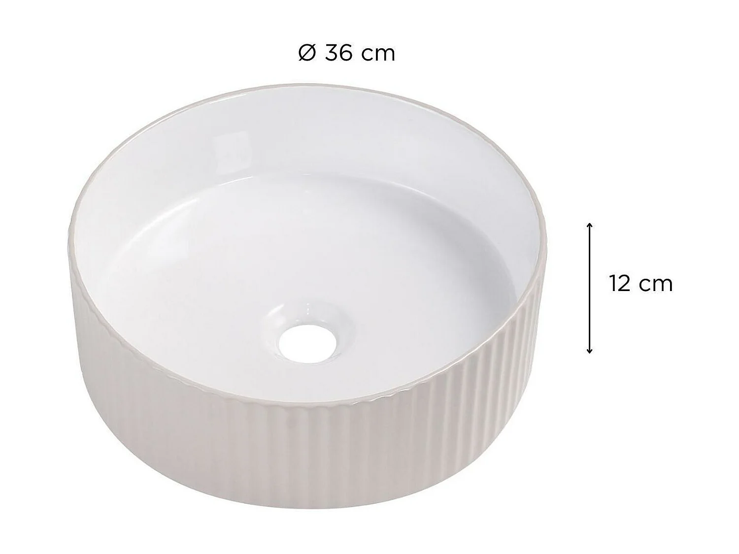 Vasque à poser ronde en céramique ondulée 36cm