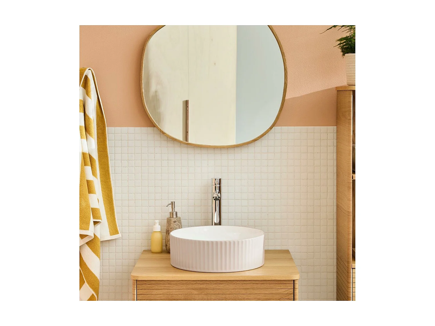 Vasque à poser ronde en céramique ondulée 36cm