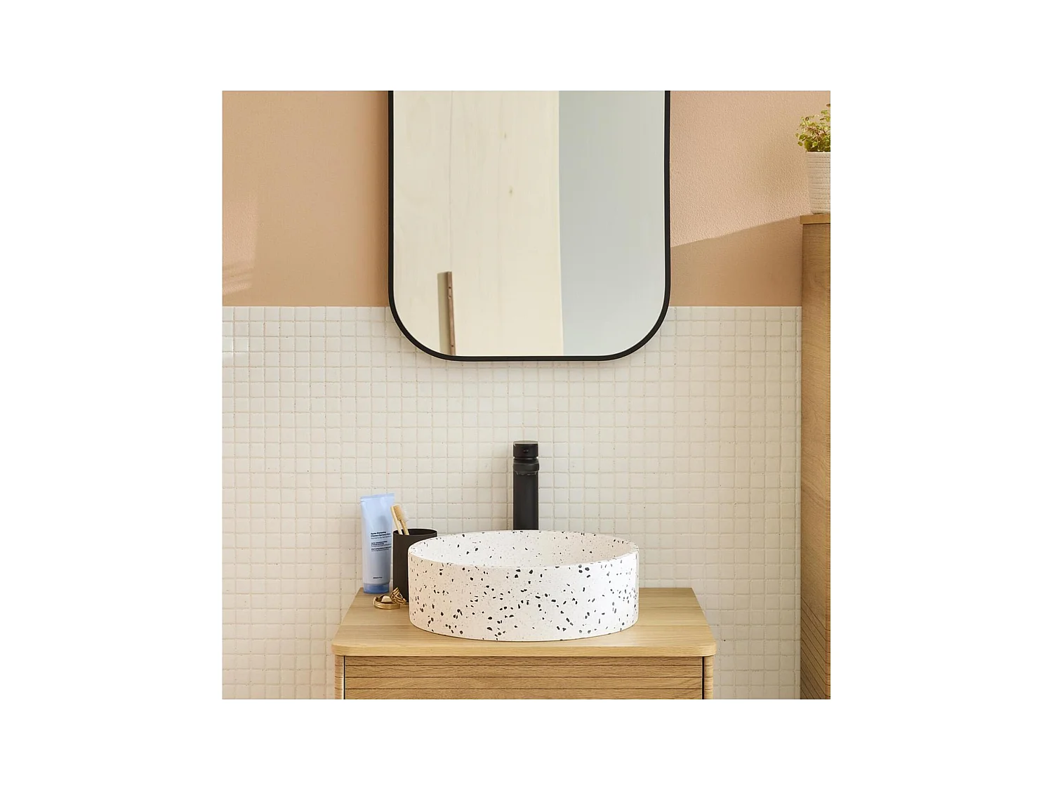 MILA 38cm ronde terrazzo opzetwastafel