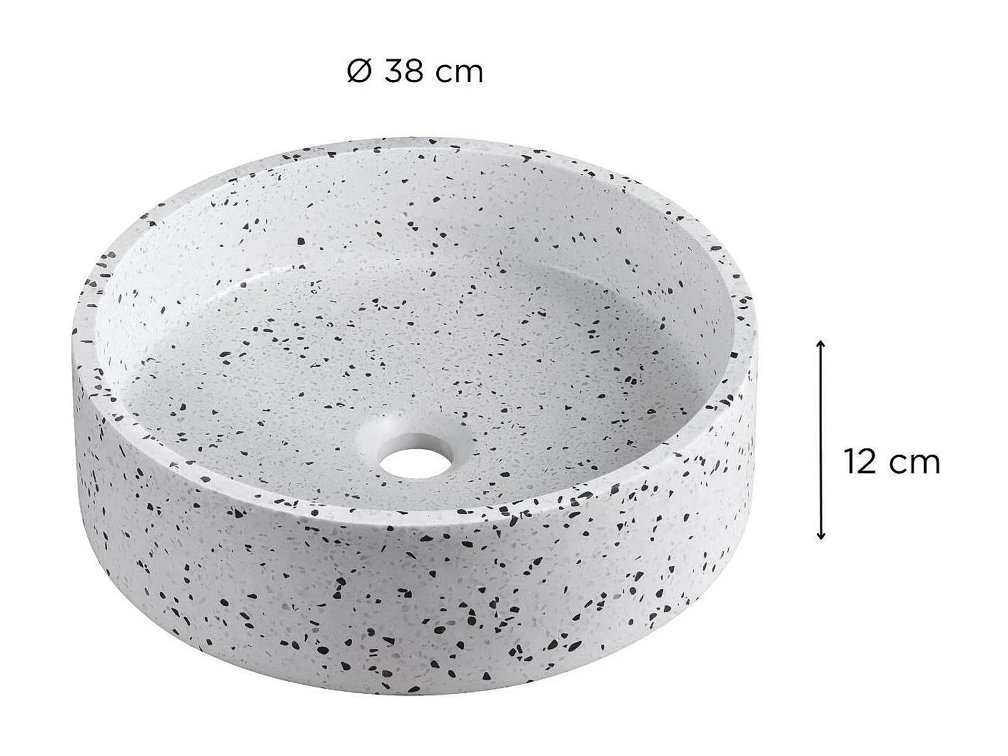 Lavabo sobre encimera redondo de terrazo MILA de 38 cm