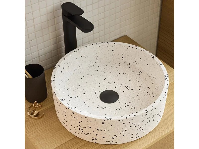 Vasque à poser ronde en terrazzo 38cm