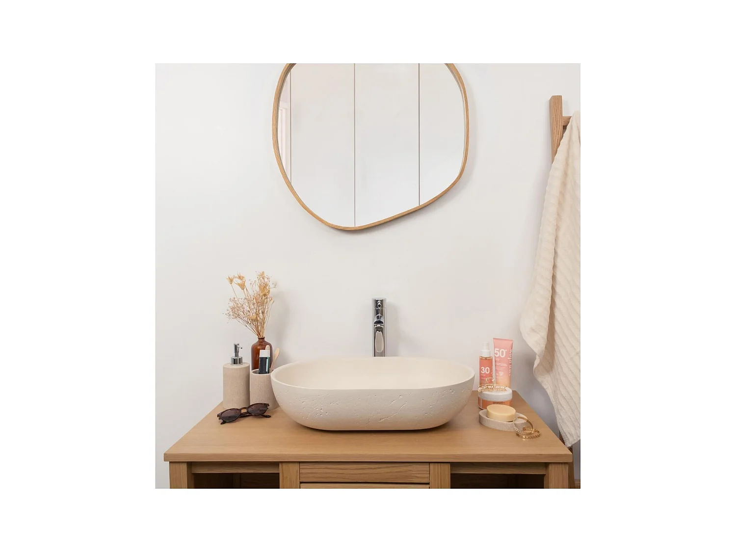 Lavabo de apoyo ovalado 53x35cm FLORE