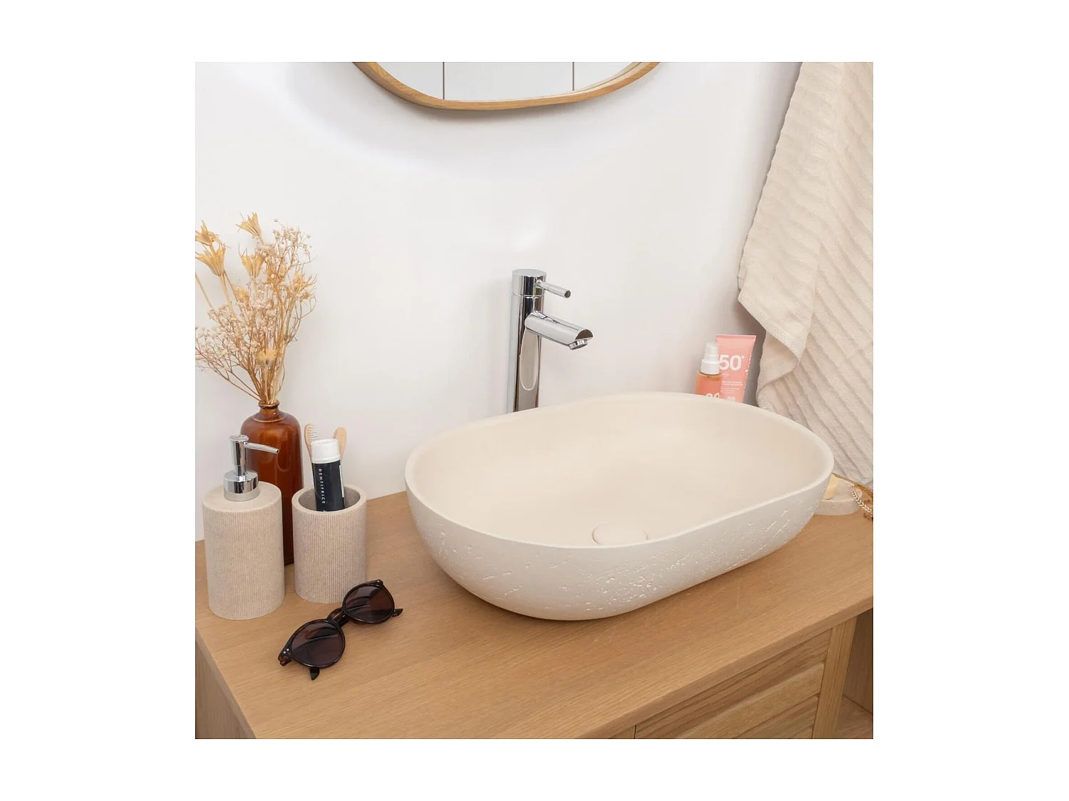 Lavabo ovale da appoggio FLORE 53x35cm