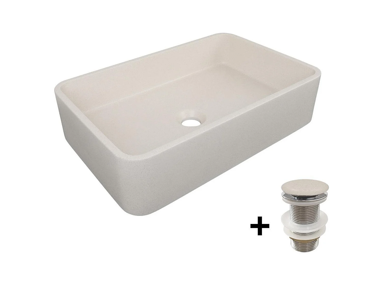 Lavabo da appoggio rettangolare 50x32,5cm + piletta SANDY