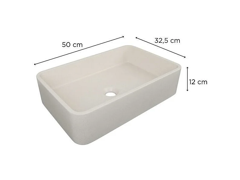 Lavabo da appoggio rettangolare 50x32,5cm + piletta SANDY