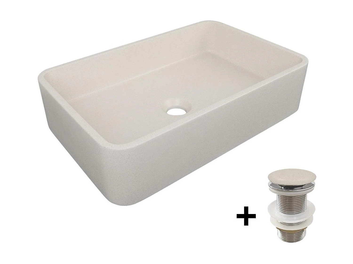 Lavabo da appoggio rettangolare 50x32,5cm + piletta SANDY