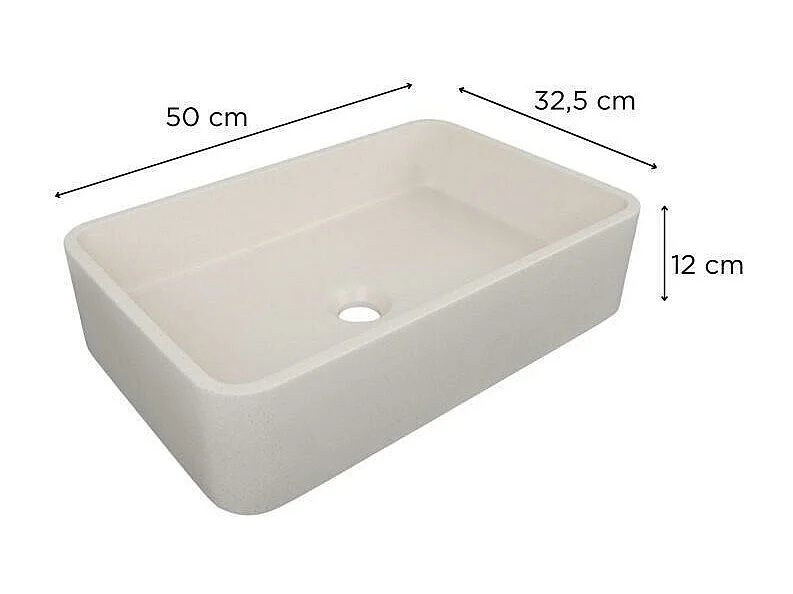 Lavabo da appoggio rettangolare 50x32,5cm + piletta SANDY