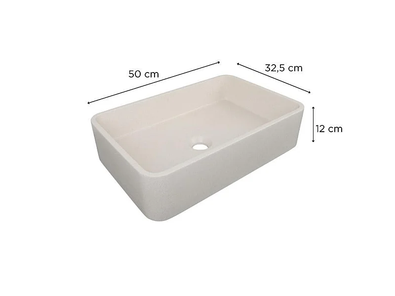 Umywalka nablatowa prostokątna 50x32,5cm + korek SANDY