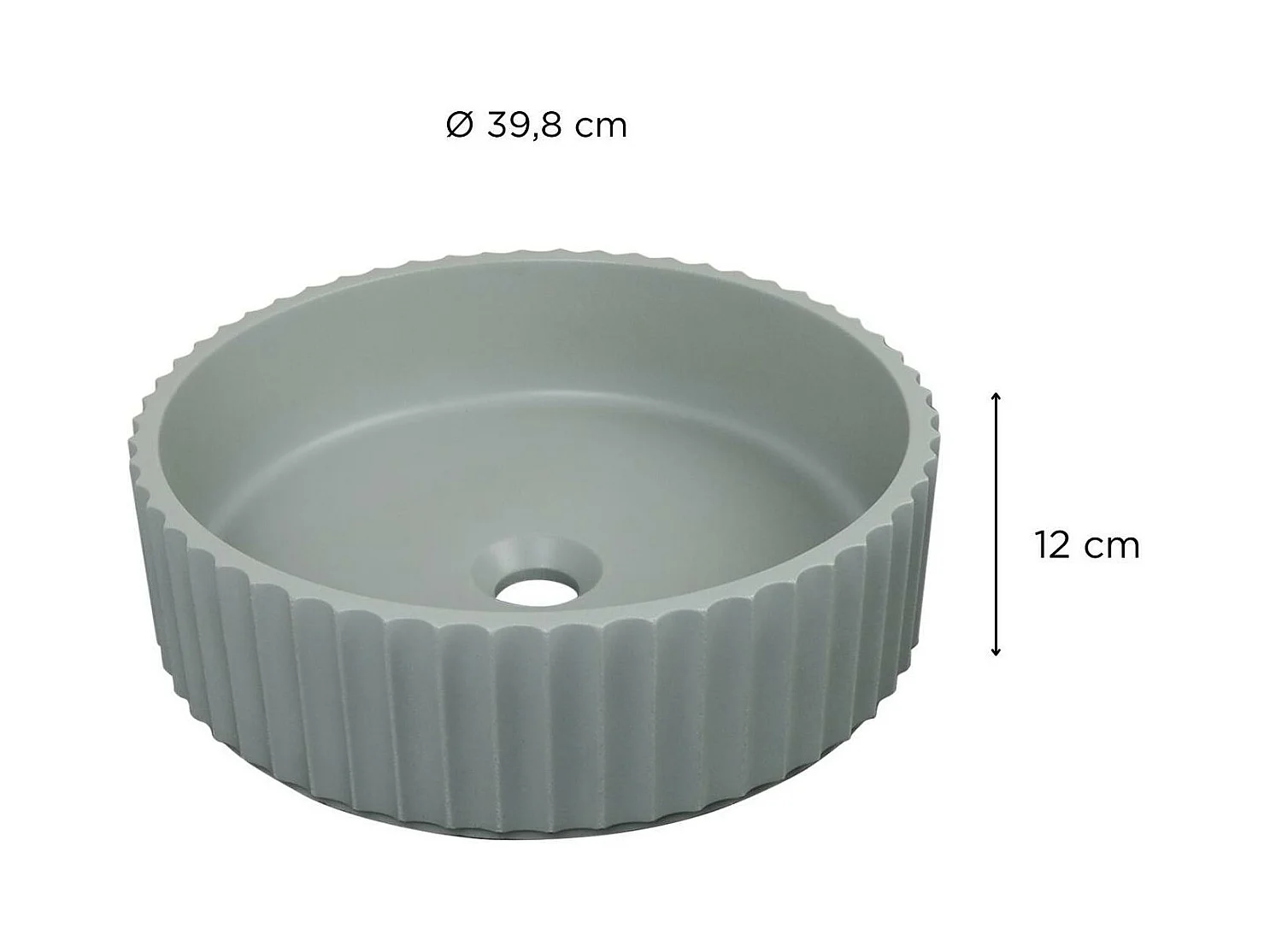 IVILI 39,8 cm ronde groene getextureerde betonnen wastafel