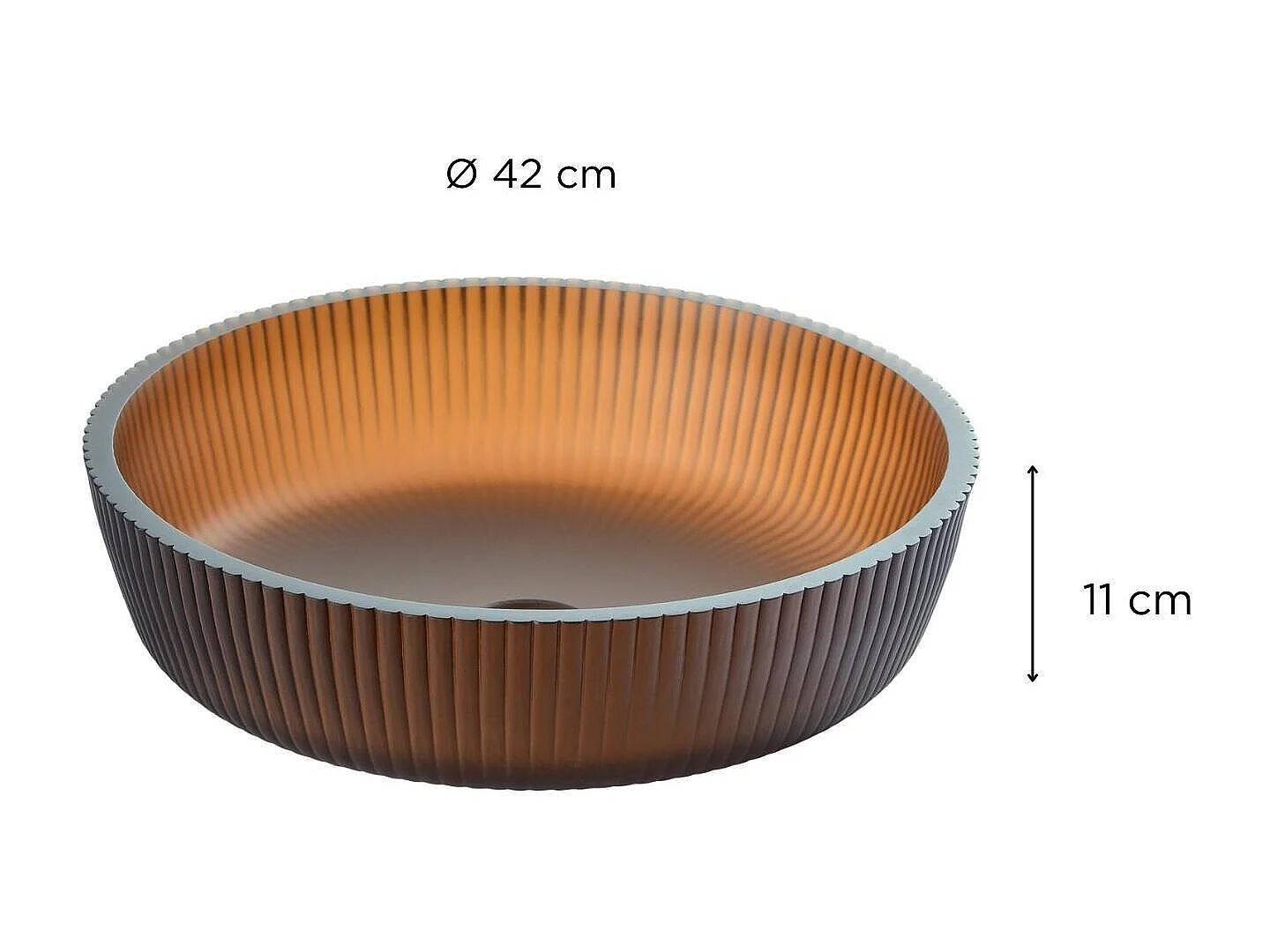 Vasque à poser ronde en verre texturé dépoli 42cm