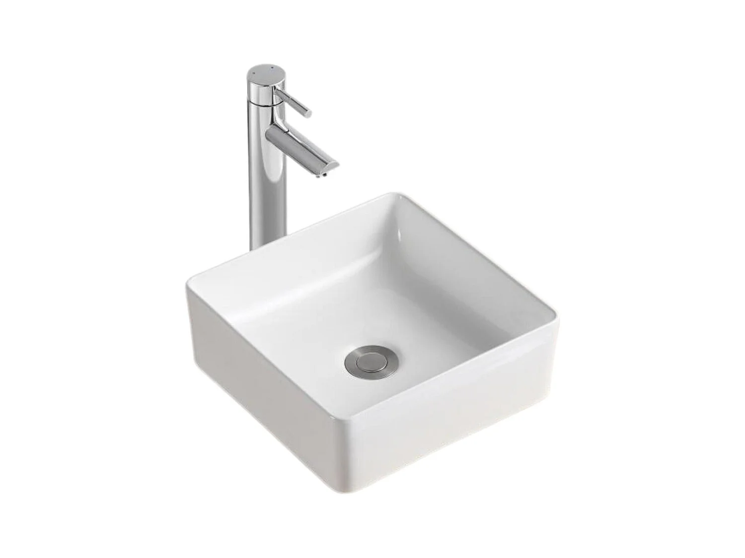 Lavabo da appoggio quadrato in ceramica bianca AONI da 30 cm