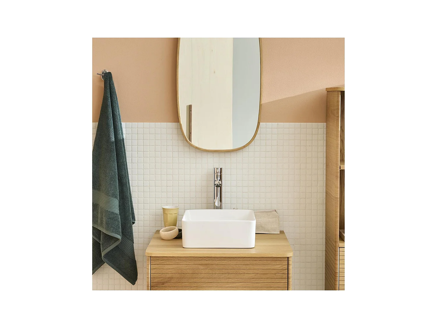 Lavabo da appoggio quadrato in ceramica bianca AONI da 30 cm