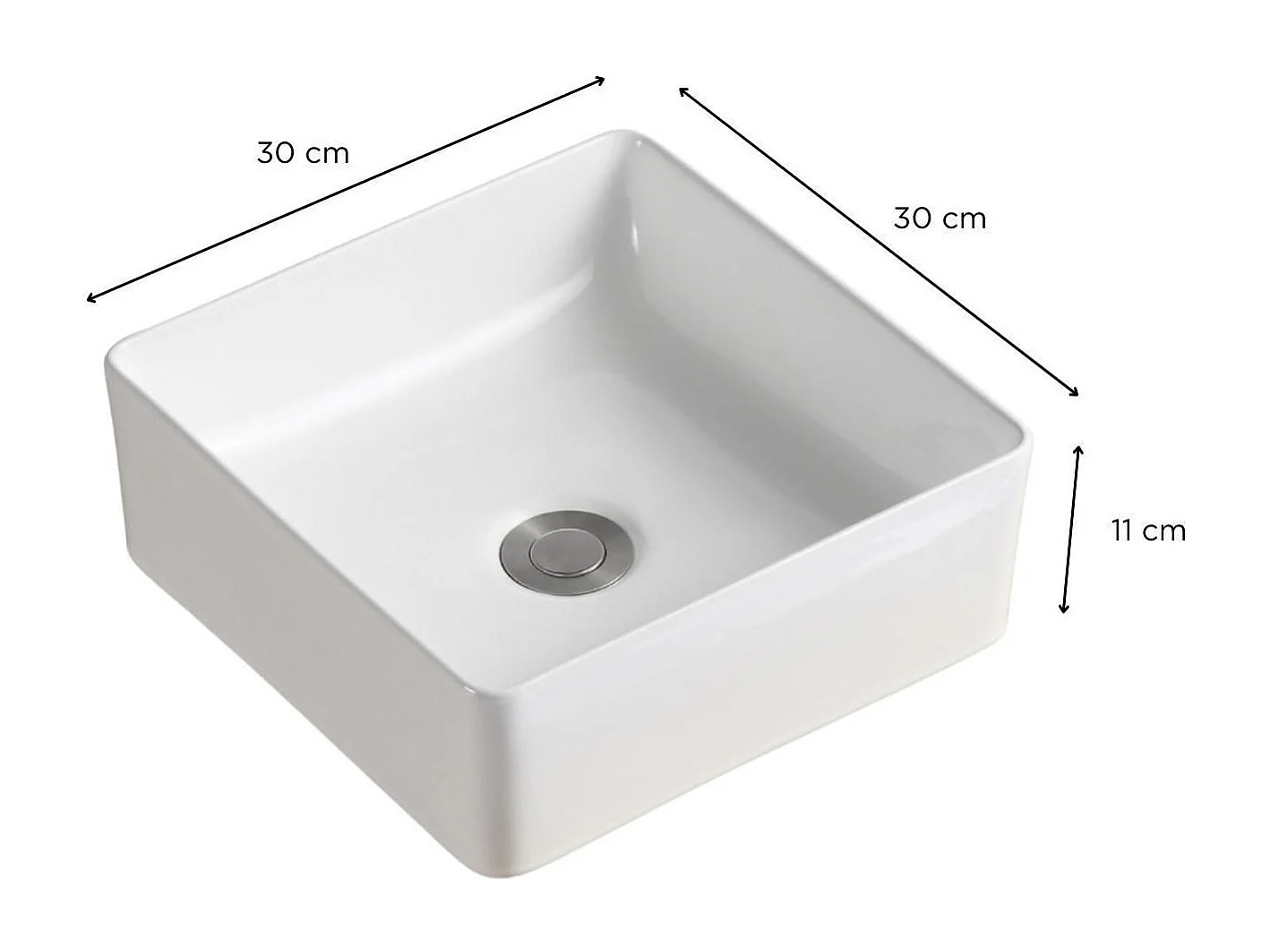 AONI 30 cm quadratisches Aufsatzwaschbecken aus weißer Keramik