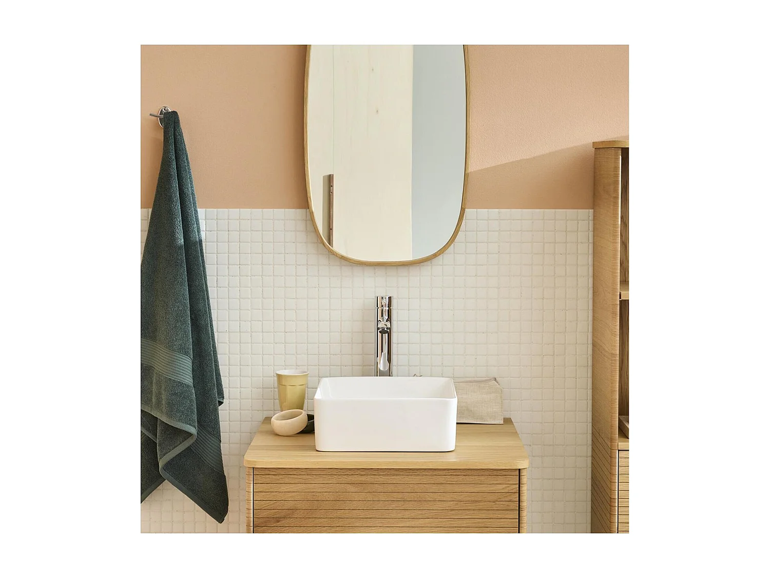 AONI 30 cm quadratisches Aufsatzwaschbecken aus weißer Keramik