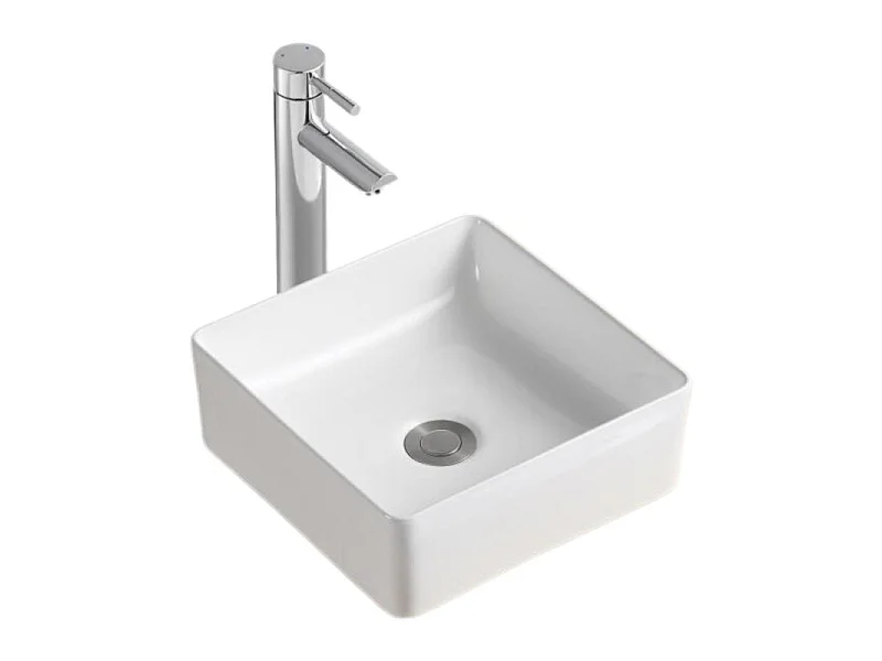 Umywalka nablatowa AONI 30cm biała ceramiczna kwadratowa