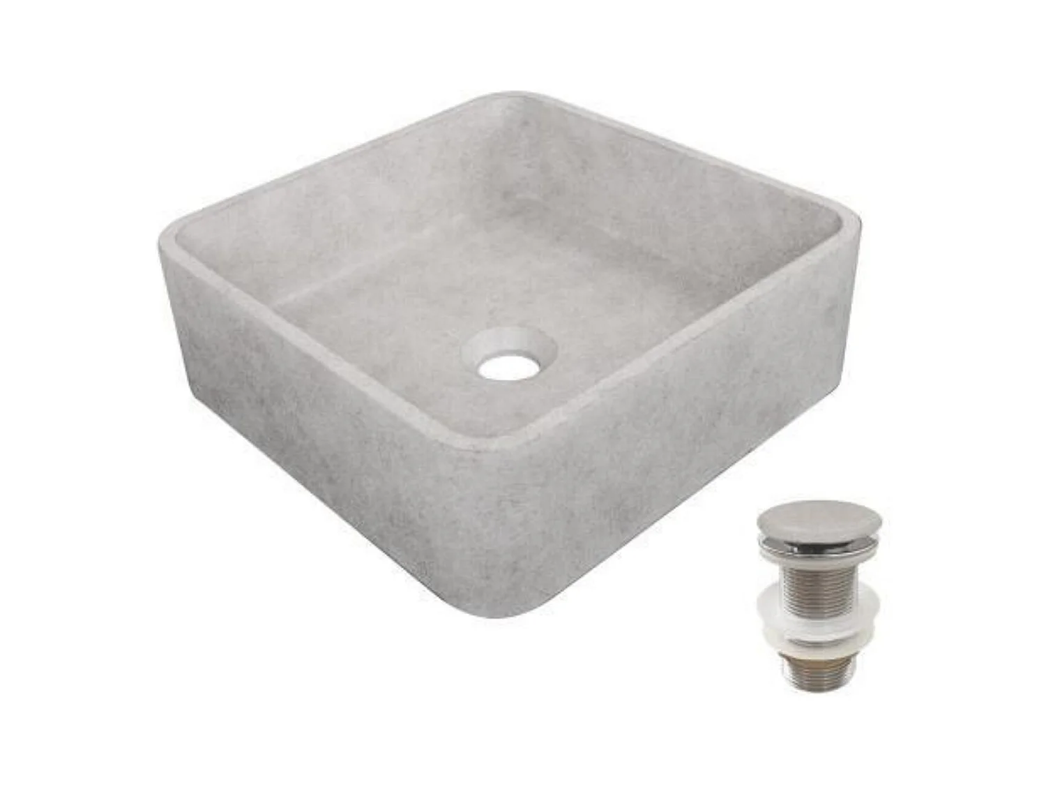 Lavabo cuadrado de apoyo 36x36cm ALAN + válvula JAMES