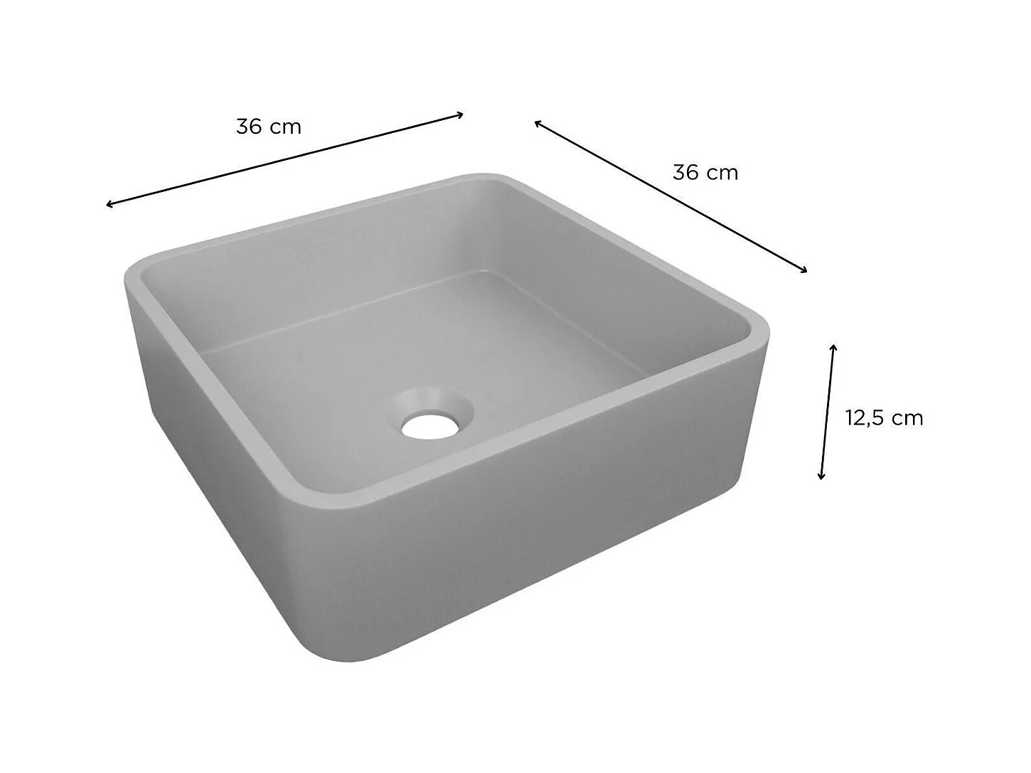 Lavabo cuadrado de apoyo 36x36cm ALAN + válvula JAMES