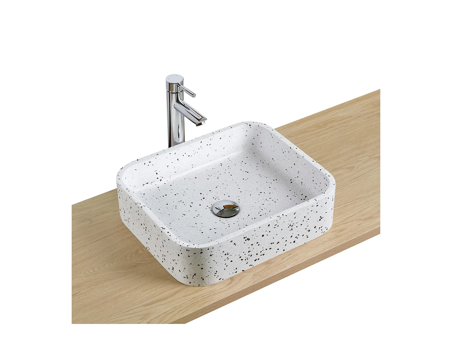 Lavabo da appoggio rettangolare MILA in terrazzo bianco 45x38cm