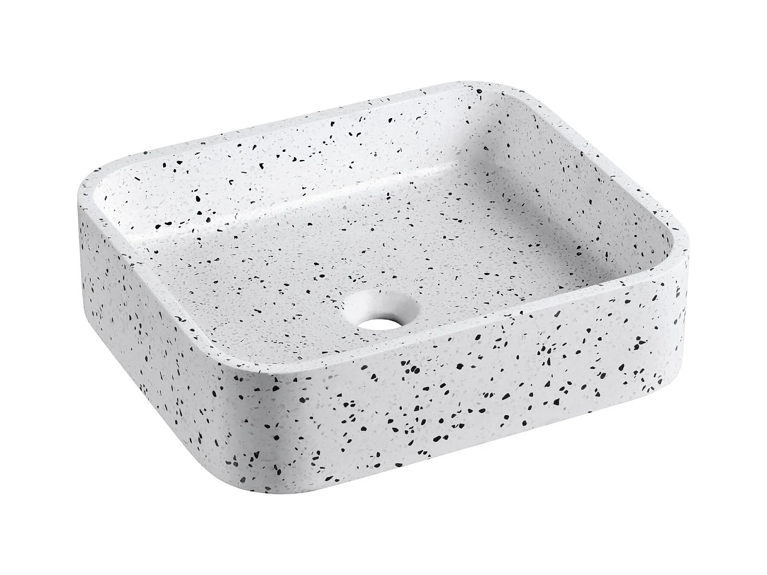 MILA rechteckiges Aufsatzwaschbecken aus weißem Terrazzo 45x38cm