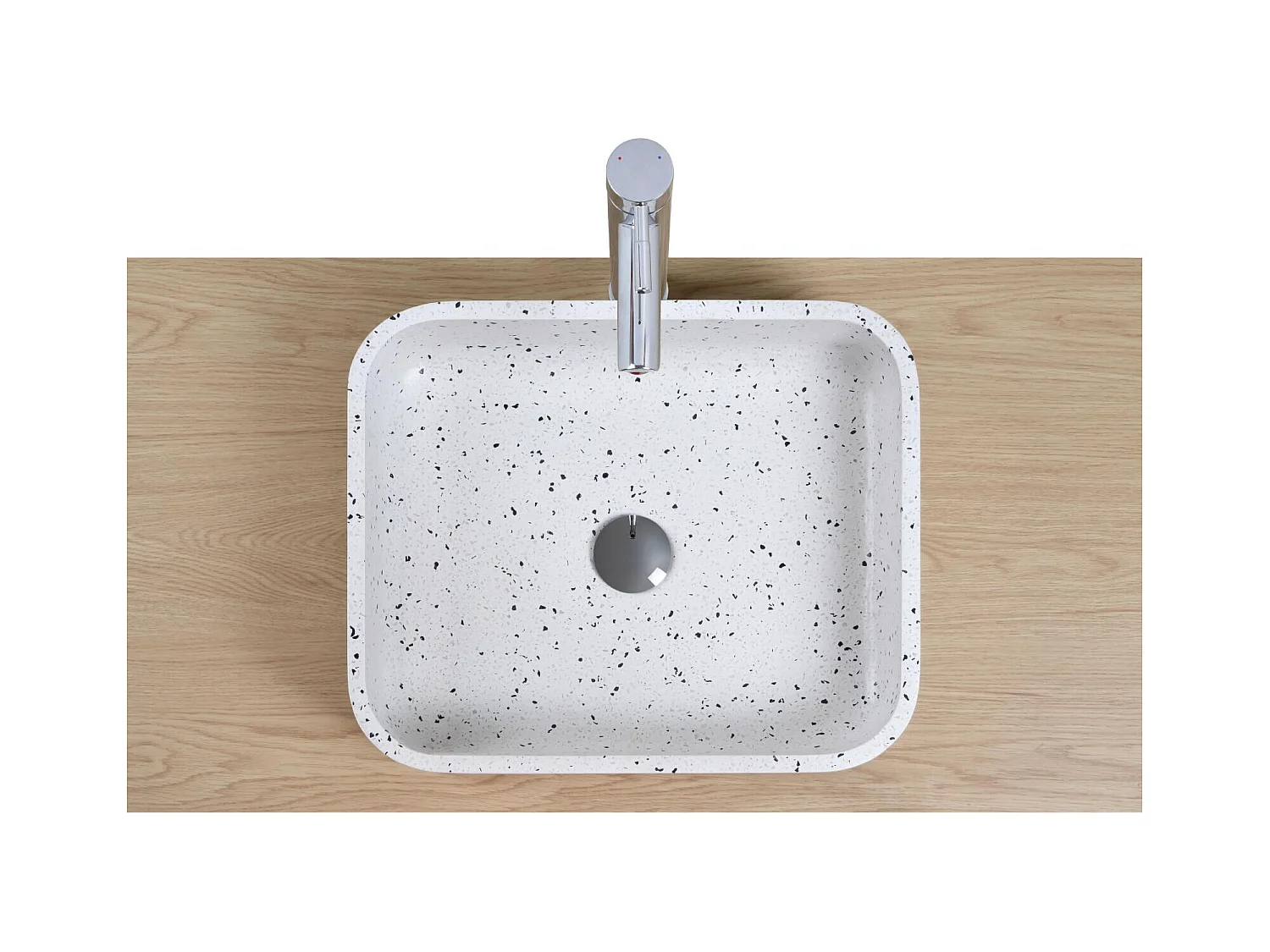 MILA rechteckiges Aufsatzwaschbecken aus weißem Terrazzo 45x38cm