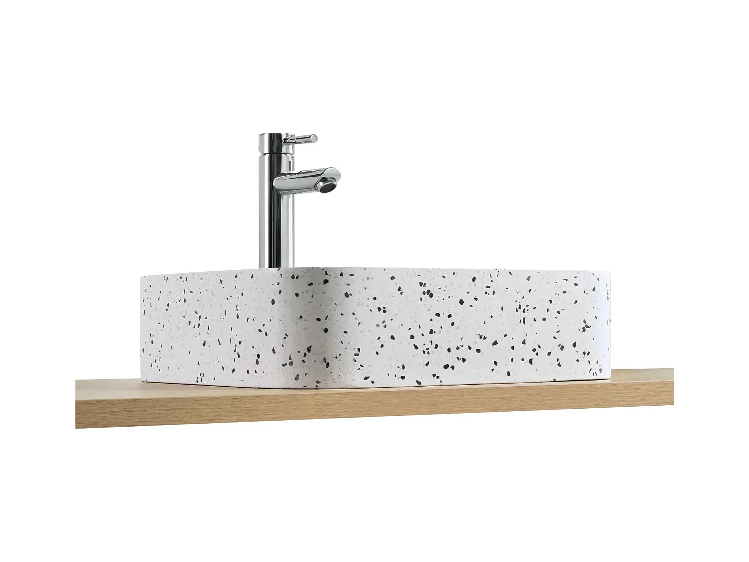 MILA rechteckiges Aufsatzwaschbecken aus weißem Terrazzo 45x38cm