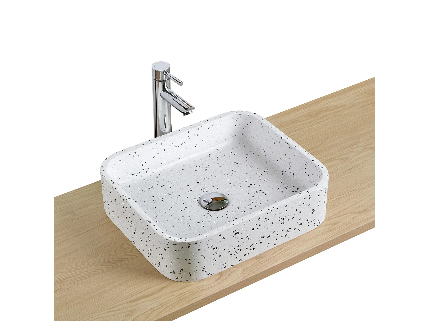 Lavabo sobre encimera rectangular MILA en terrazo blanco 45x38cm