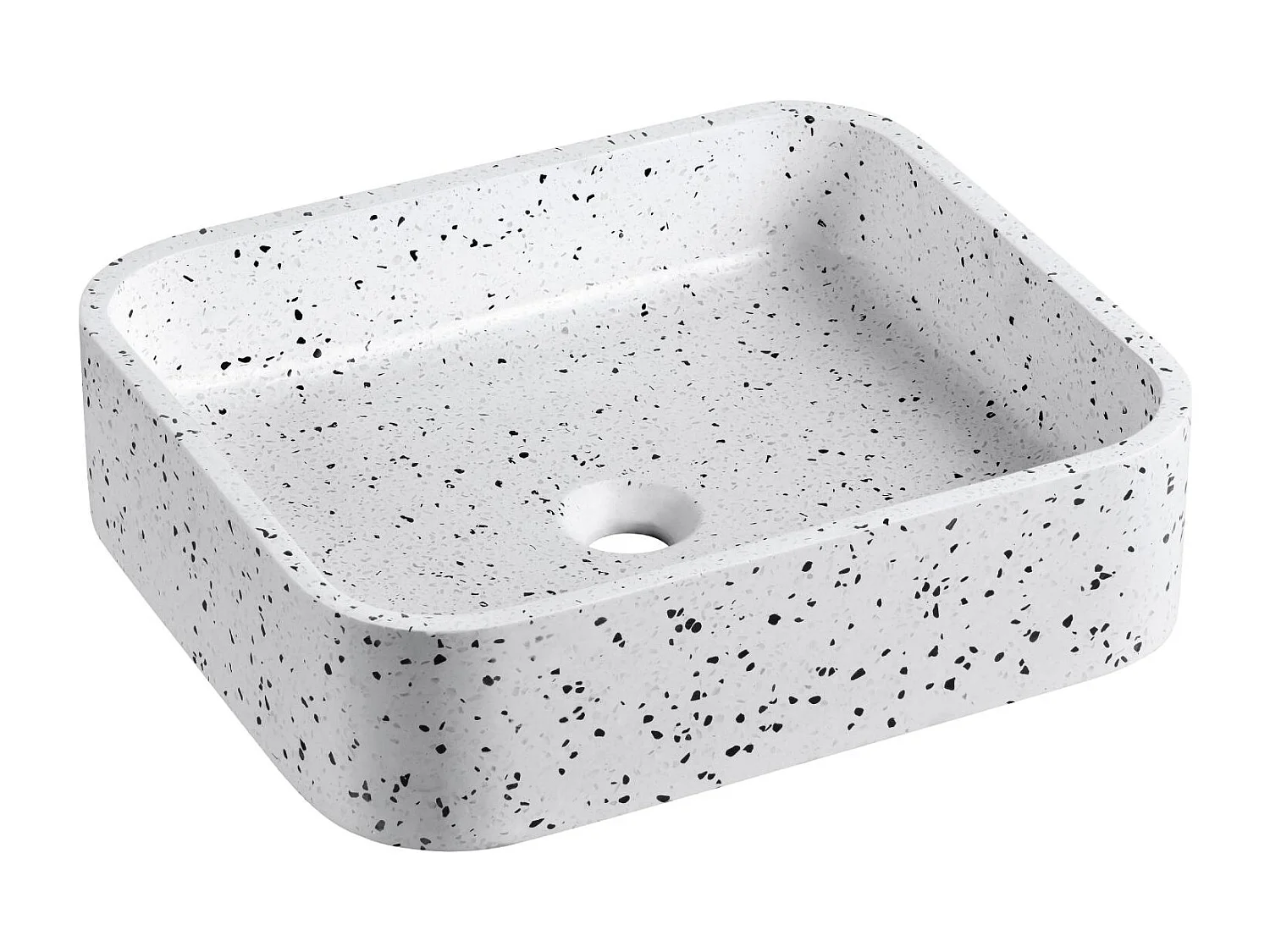 Lavabo sobre encimera rectangular MILA en terrazo blanco 45x38cm