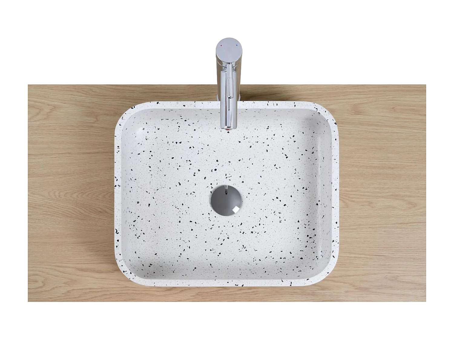 Lavabo sobre encimera rectangular MILA en terrazo blanco 45x38cm