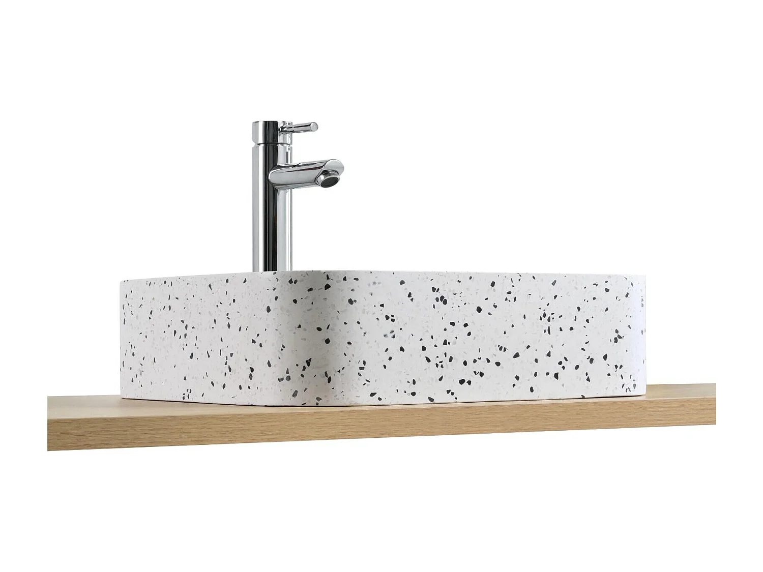 Lavabo sobre encimera rectangular MILA en terrazo blanco 45x38cm