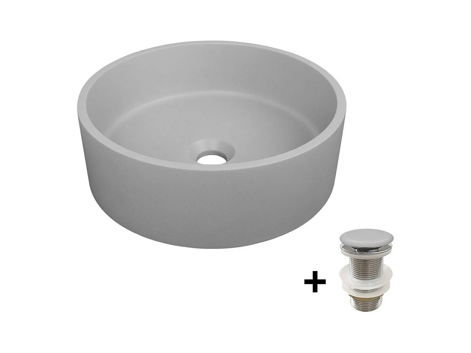 Vasque a instalar redonda en concreto liso 36x36cm + tapón ALAN