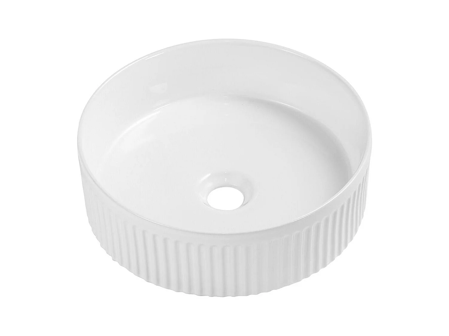 Lavabo da appoggio rotondo in ceramica bianca testurizzata BERRY da 36 cm