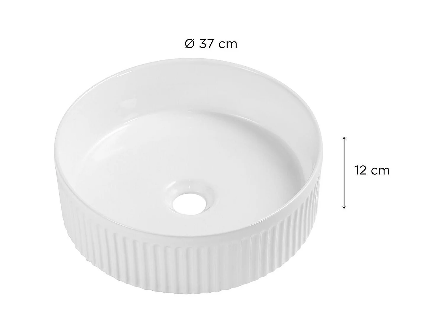 Lavabo da appoggio rotondo in ceramica bianca testurizzata BERRY da 36 cm