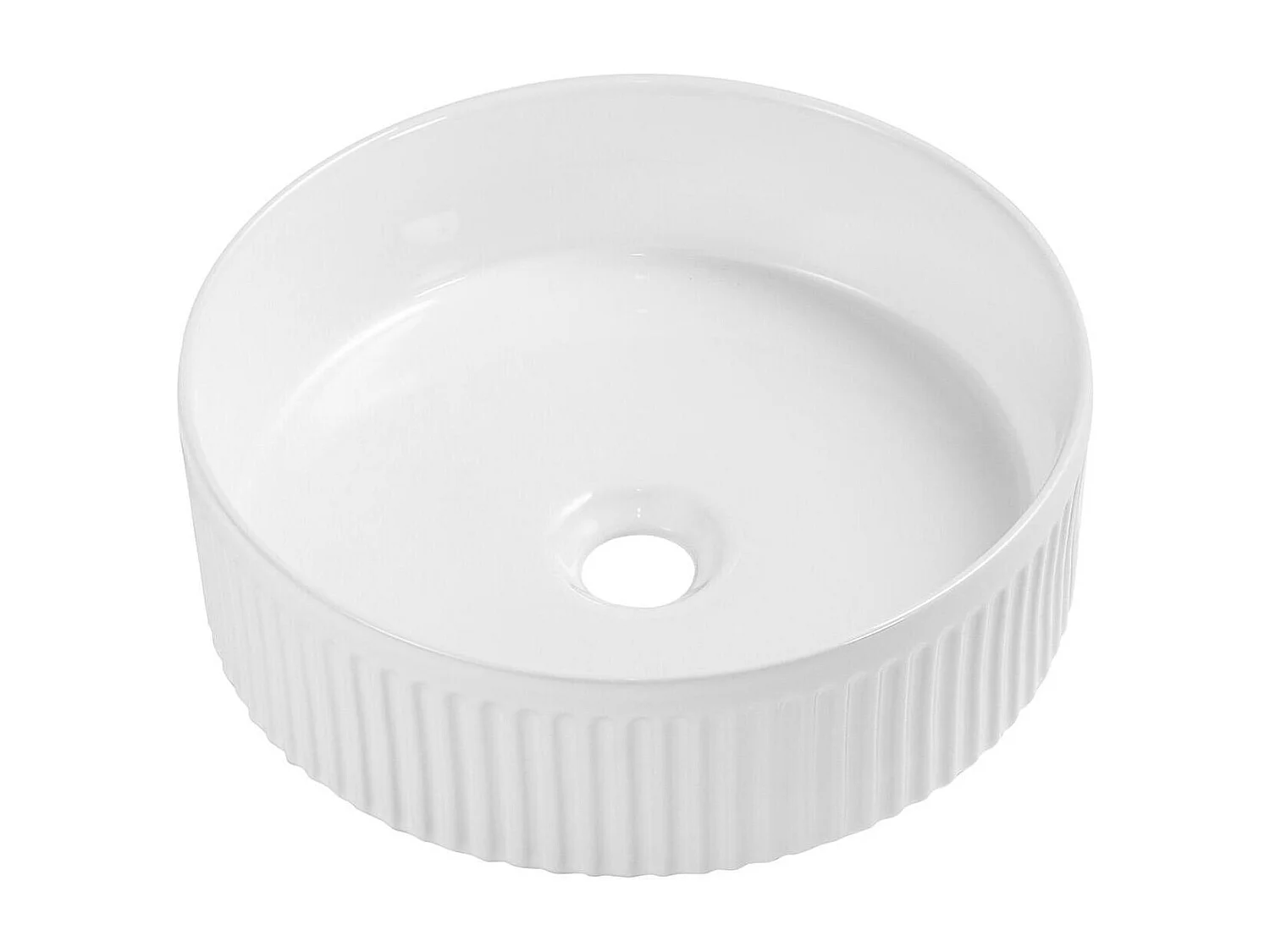 BERRY 36 cm rundes Aufsatzwaschbecken aus strukturierter weißer Keramik