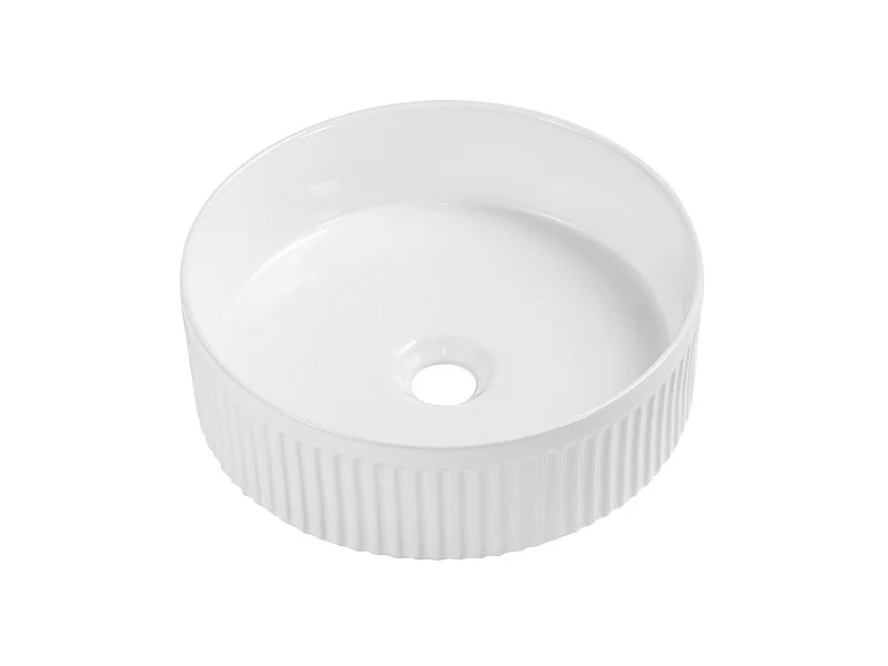 Umywalka BERRY okrągła nablatowa z teksturą w kolorze białym, ceramiczna
