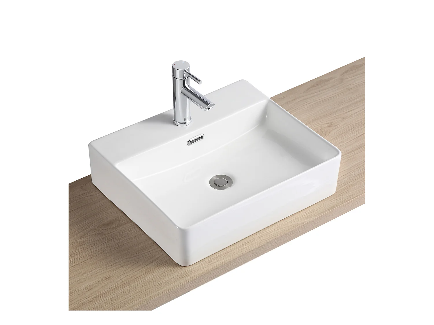 Vasque à poser ou à suspendre rectangle en céramique 50x42cm