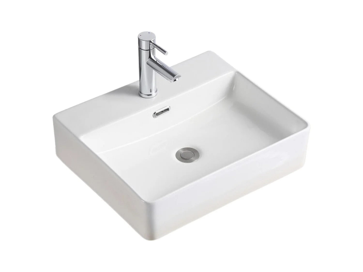 Vasque à poser ou à suspendre rectangle en céramique 50x42cm