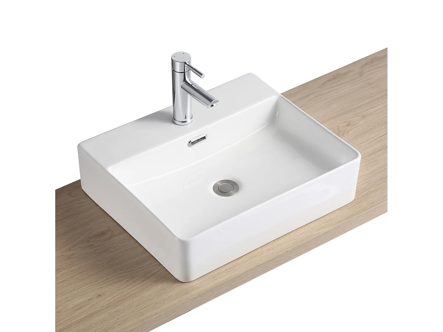 ALBA rechthoekige witte keramische opzetwastafel 50x42cm