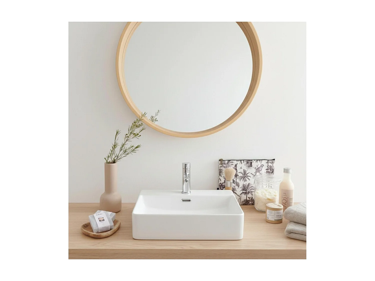 ALBA rechthoekige witte keramische opzetwastafel 50x42cm