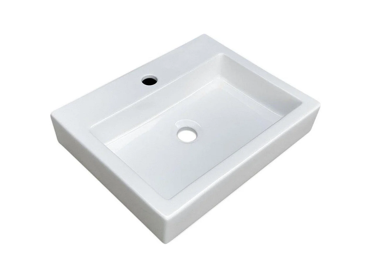 Lavabo rectangular de cerámica blanca 43 x 26,5 cm MOKI